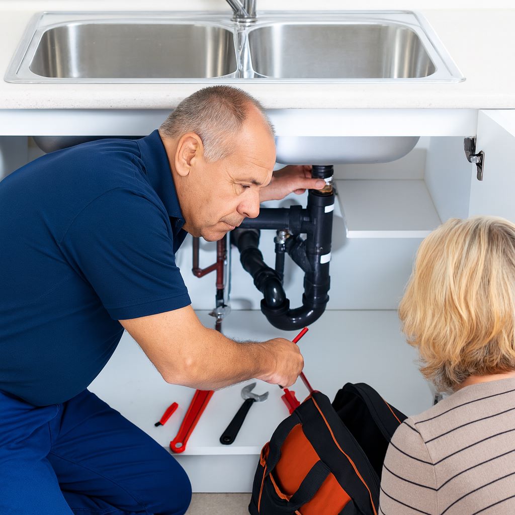 Installateur bei Rohrbruch in Wien im Einsatz